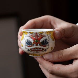 High-End Ceramic Tea Cup Lion Wake up Owner Cup Personal Use Female Guest Cup Drinking Tea Bowl Ceremonial Tea Set Chinese Style