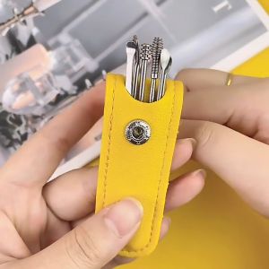 Bộ dụng cụ lấy ráy tai chuyên nghiệp 6 món cao cấp bằng thép không rỉ RT09 - Tặng kèm túi đựng sang trọng treo móc khóa