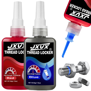 Blue/Red Medium to High Strength Threadlocker Quick-Drying Screw Locking Agent 50ml Anaerobic 243/271 Thread Locking Liquid Strong Anti-Slip Thread Fixing Adhesive Impact-Resistant Anti-Loosening  Rust-Proof.
