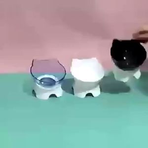 Tilted Pet Feeder Bowl Cat Food Water Transparent Elevated Bowl Pet Neck Protective Plate Bowl Pet Supplies Mangkuk Kucing