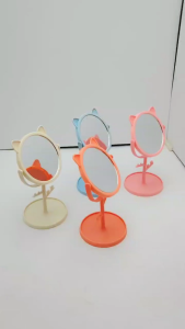 BF-K194 Cermin Make Up Bulat Motif Telinga Kucing Lucu Kaca Meja Rias Standing Mirror / Cermin Rias