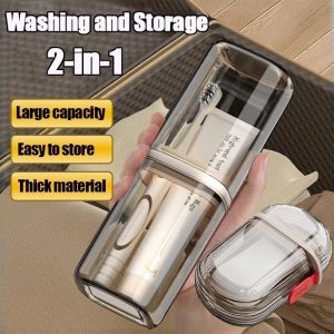 Multifunctional Transparent Toothbrush Storage Box Travel Beauty Portable Toothbrush Storage Set Soap Storage Box