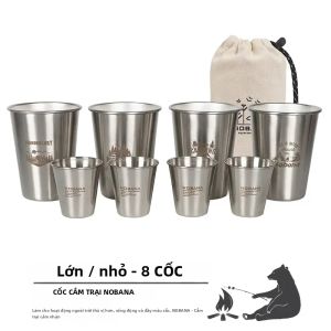 Mountainhiker | NOBANA 4/6/8 Cái Bộ Cốc Inox Dành Cho Cắm Trại Ngoài Trời Xe Du Lịch Cà Phê Dã Ngoại Thịt Nướng Di Động Bộ Cốc Nước