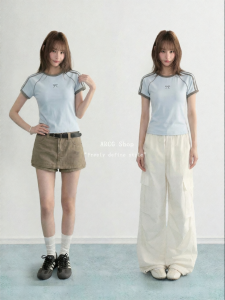 ARCG | Blue Bow-striped Short Sleeve Fitted T-shirt