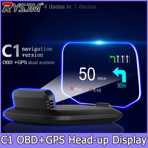 Navigation Projection C1 Car OBD2+GPS HUD Head-Up Display Car Projector Speedometer Water Temperature Voltage RPM Speed Alarm