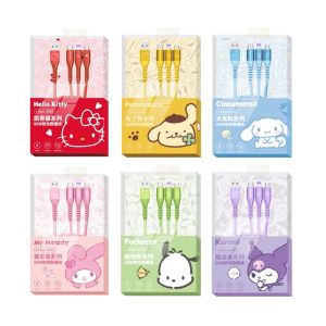Sanrio Hello Kitty 100% อุปกรณ์เสริม 3 ชุด USB สายชาร์จสายเคเบิล C สำหรับ IOS และ Android สมาร์ทโฟน AQ2 SJ-705