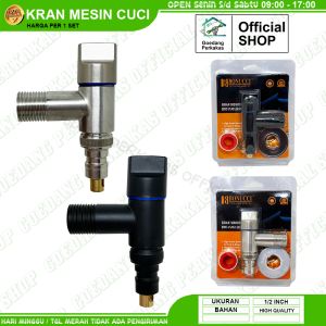 Kran Mesin Cuci Otomatis Stainless Steel Hitam 1/2 Inch Bonucci