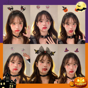 เครื่องประดับผมแบบหน้ากากสัตว์ป่า หมวกทรงหางม้าสีแดง ตกแต่งผมแบบน่ารักและกลัวสำหรับงานปาร์ตี้วันฮาโลวีน