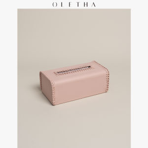 Oletha กล่องใส่ผ้าเช็ดหนังหรูหราสไตล์โมเดิร์นสำหรับห้องนั่งเล่นและโต๊ะอาหาร ทำจากไม้ พลาสติกและโลหะ อุปกรณ์ตกแต่งบ้าน