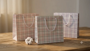 Damda Premium Plaid Paper Gift Bags with Handles & Tags for Gifts Birthdays Weddings