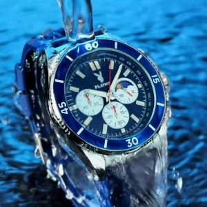 PLAYBOY นาฬิกาผู้ชายแบรนด์แท้กันน้ํา 2025 เทปใหม่กีฬาแฟชั่นนาฬิกาควอตซ์ส่องสว่างดวงอาทิตย์และดวงจันทร์เฟสฟังก์ชั่นนาฬิกาสบาย ๆ