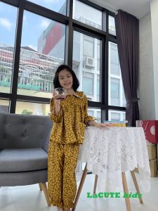 [Voucher 50k + Hoàn tiền 6% max 300k] [ảnh thật] Bộ pyjama thu đông cho bé yêu - hoa nhí nền vàng
