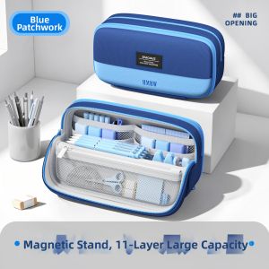 MINGZHUO | Magnetic Pen Pouch Large Capacity Standing Simple Functional Storage Bag