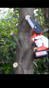 Cordless Electric Chainsaw Rechargeable Lithium Battery - Portable Handheld Mini Saw for Home Garden Pruning Wood Cutting