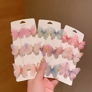 Kẹp tóc bướm Dễ thương Super Fairy Trẻ em Phụ kiện tóc Headwear Thẻ Bangs Clip Side Clip Kẹp tóc hình bướm phong cách với Sequin mùa hè Chi tiết