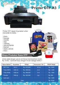 Printer Sablon Kaos Digital DTF | Printer Dekstop DTF A3 CMYK-WW