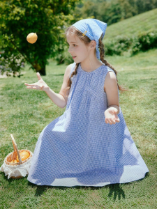 XIANGYING | Round Neck Stylish Sleeveless Plaid Dress
