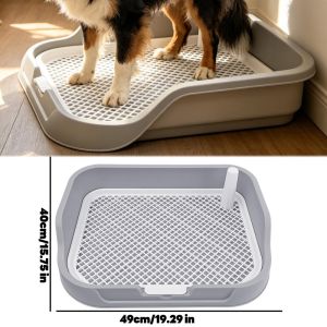PawPulse【Local Stock】Large Dog Potty Training Toilet Plastic Dog Pee Pad Holder With Removable Net Reusable Dog Toilet Tray For Pets Up