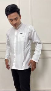 Baju Koko Haibah Putih Tangan Panjang Pria Terkini Bahan Toyobo Premium Adem Nyaman