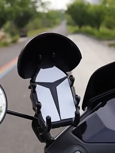 S572 Universal Motorcycle Phone Holder Waterproof & Shockproof Mobile Phone Mount Anti-Theft Handlebar Holder with Sun & Rain Protection 360° Rotation Secure GPS Phone Stand for Motorcycle Bicycle & Scooter