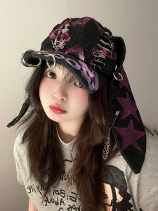 Mũ Bóng Chày Tai Thỏ Phong Cách Y2K Punk Dark Sweet Cool Mũ Lưỡi Trai Denim Hở Lỗ Cho Nữ Mũ Lưỡi Trai Thời Trang Đường Phố
