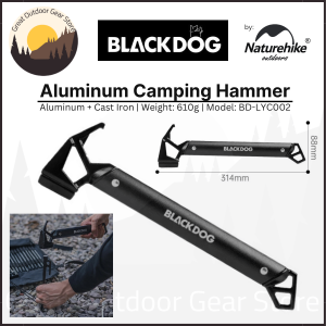 BLACKDOG Naturehike Black Camping Hammer 610g Aluminum Cast Iron Peg Stakes Ground Nail Hook Pull Design Multifunctional Outdoor Heavy Duty Steel
