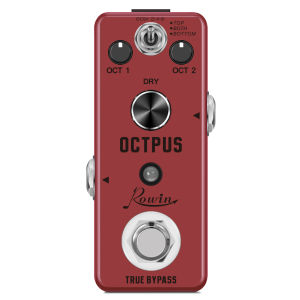 Rowin LEF-3806 Octpus Polyphonic Octave Guitar Effect Pedal 3 Modes Top/Bottom/Both 11 Octave Tone Presets True Bypass