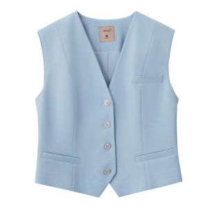 Spring New High-quality Commuter Style V-neck Heart-shaped Buckle Slim Fitting Womens Vest