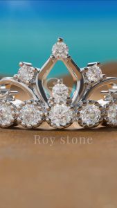 RoyStone - Cincin Wanita Moissanite Perhiasan Original Lapis Emas - New Queen Ring