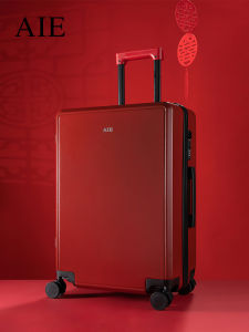 กระเป๋าลากสีแดงกระเป๋าลากแบบมีรหัสผ่านแฟชั่นสำหรับเดินทางแบบใหม่สำหรับงานแต่งงานกระเป๋าหนังสำหรับเจ้าสาวที่นิยมในโลกออนไลน์ความจุใหญ่สำหรับผู้หญิง