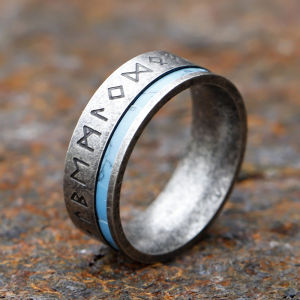 New 316L Stainless Steel Odin Norse Viking Amulet Rune Viking Ring For Man Fashion Red Veneer Jewelry Party Gift