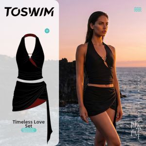 toswim | Women Bikini Neckline Red Dress Style Swimsuit