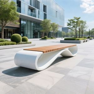 Glass Fiber Reinforced Plastic Rotting Wood Outdoor Park Landscape Chair Floral Pool round Seat Bench Customizable Green Design