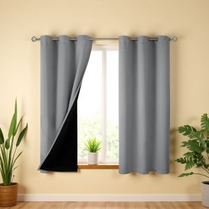 1/2pcs Beige/สีเทา 100% ม่านบังแดด-ผ้าม่านสําหรับห้องนอนและห้องนั่งเล่น-ป้องกันรังสียูวีเลื่อนง่าย Stylish Design