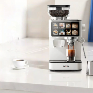 [Phích cắm dẹt] Máy xay cà phê tích hợp DESI máy pha cà phê bán tự động kiểu Ý và Mỹ chiết xuất nóng và lạnh dành cho gia đình và sử dụng thương mại.
