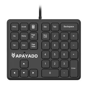 APAYADO | T35 34-Key Wired Numeric Keypad USB Plug-and-Play APAYADO Ergonomic Ultra-Thin Design for Finance Accounting