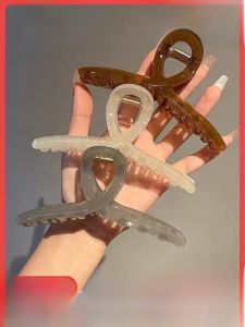 กิ๊บติดผมอะคริลิกขนาดใหญ่ สไตล์เรโทร สำหรับผู้หญิง คลิปฉลาม ตกแต่งผมด้านหลังศีรษะ ดีไซน์เรียบง่าย สไตล์เรโทร 2024