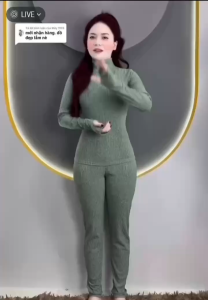 Đồ bộ cổ Lọ tay dài quần Baggy Set đồ bộ nữ mặc nhà đồ bộ gân đũa lạnh đồ bộ thun lạnh đồ bộ ủ kem