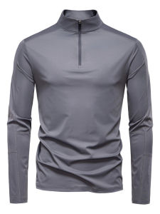 Slim Fit Half Zipper Long Sleeve Top for Men Casual Style Thin Material Long Sleeve T-Shirt Comfortable Breathable Summer T-Shirt
