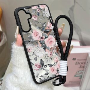 For Samsung A57 5G Flowers Lanyard Phone Case Samsung A56 5G A17 A37 A55 A54 A16 A15 A14 A36 A35 A34 A07 A06 S25 S26 Ultra Cover