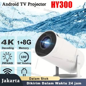 【Barang Spot】HY300 Smart Proyektor 4K Ultra HD Android 11.0 WiFi Bluetooth Telepon Wireless Proyektor Portabel Mini LCD Proyektor Outdoor Home Theater TV
