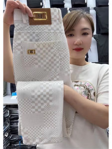 กางเกงลำลองผู้ชายผ้าไหมน้ำแข็งระดับไฮเอนด์ ทรงตรง บาง แห้งเร็ว สำหรับฤดูร้อน กางเกงขายาวสีน้ำตาล ทรงหลวม ทรงหลวม