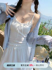 Áo Ba Lỗ Cardigan Hở Thời Trang Công Sở Có Nơ Bướm Áo Vest Nữ Dáng Ôm Cổ Chữ V Dài Tay Mùa Hè 2025 Áo Ba Lỗ Cotton Nguyên Chất