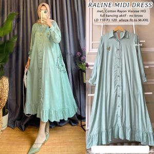 Gamis Raline Midi Terbaru 2023 - Bahan Katun Rayon LD 110cm - Simple Dress Wanita - Diskon Di Toko Lazada - Ukuran PJ 120cm