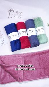 Combo 5khăn tắm + 2khăn mặt Hàn Quốc siêu thấm nước siêu mềm mịn không ra màu không xổ lông kích thước 1m và 50cm