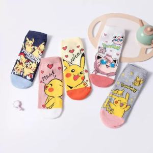 Bandai | 5 Pairs of Japanese Style Novel Cartoon Pok é Mon Couple Knitted Socks Summer Lightweight and Breathable Invisible Boat Socks