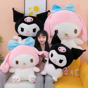 Big Size Sanrio Kuromi Plush Toys Kawaii Stuffed Melody Plush Doll Anime Cartoon Ragdoll Doll Home Decor Girls&kids Kid Gift