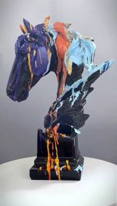 Dekorasi Meja Patung Kepala Kuda & Lukisan Grafiti Modern Gaya Eropa