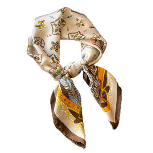 Rose Pattern Silk Square Scarf Womens Practical Summer Necktie Gift High-End Feeling Scarf Versatile Polyester Fiber Neck Warmer