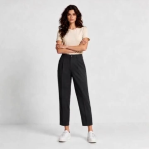 Plus Size S-4XL High Waist Slimming Suit Trousers For Women Cropped Straight Cigarette Pants